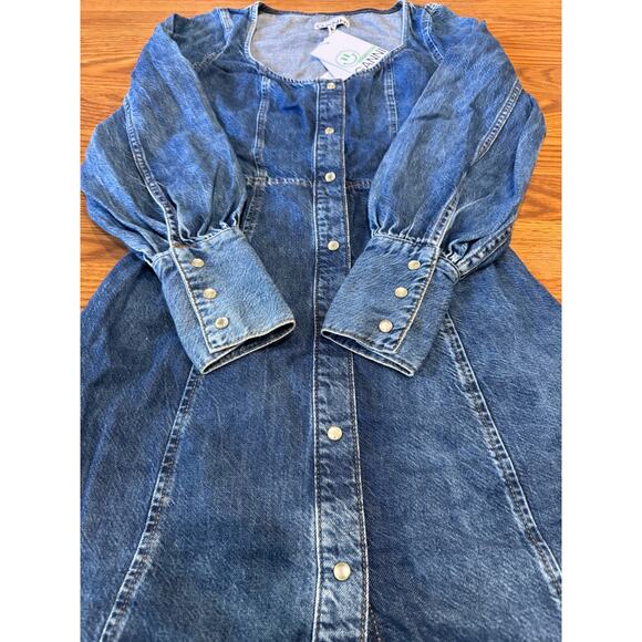GANNI Denim long sleeve mini dress size 32 / US 0 - Picture 12 of 15